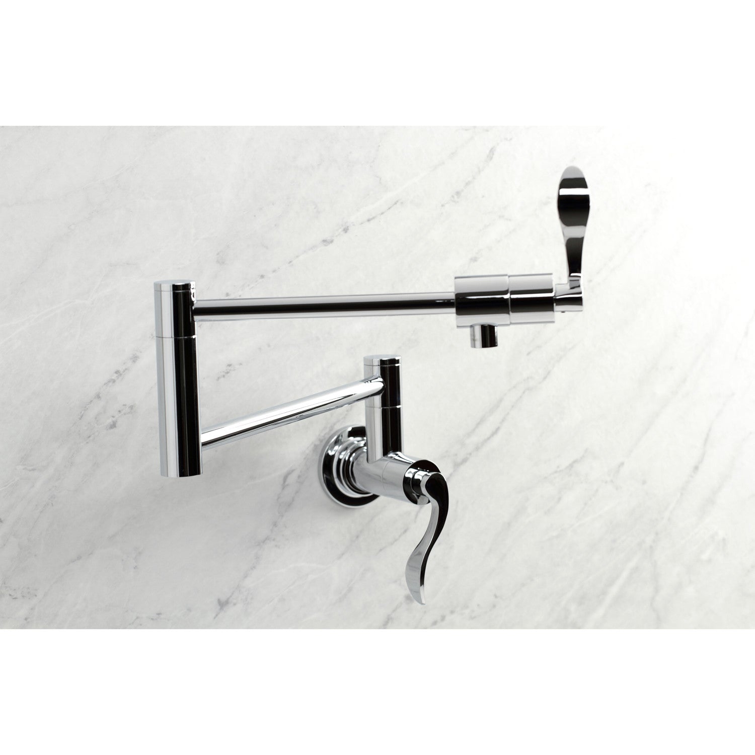 Kingston Tulare KS4101DFL - NuWave Two-Handle 1-Hole Wall Mount Pot Filler Faucet, Polished Chrome — thumbnail 3